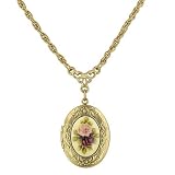 Vintage Collection Gold Tone Rose Motif Locket Necklace