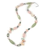 Barse Sterling Silver Jade and Pink Mother-of-Pearl Necklace