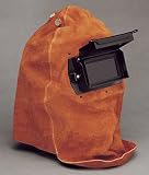 Leather Welding Hood and Ratchet Headgear with a 2