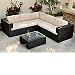 Savannah 3-pc Deep Seating Sofa Sectional and Table All-weather Wicker and Sunbrella® Fabric
