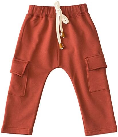 Elefun Kids Fashion Little Boys' Cargo Pants With Elastic Waistband 3 Years Brick Red