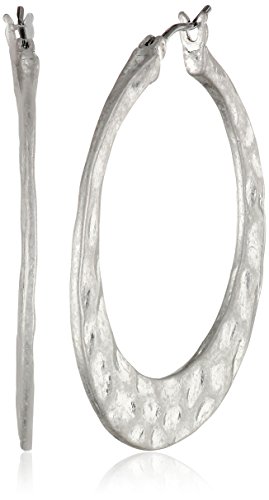 Lucky Brand Large Silver-Tone Hammered Hoop Earrings