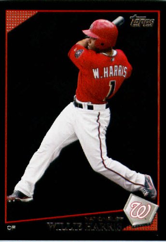2009 Topps Black Border Baseball Card # 97 Willie Harris Washington Nationals Mint Condition - Shipped In Protective Screwdown Display Case!