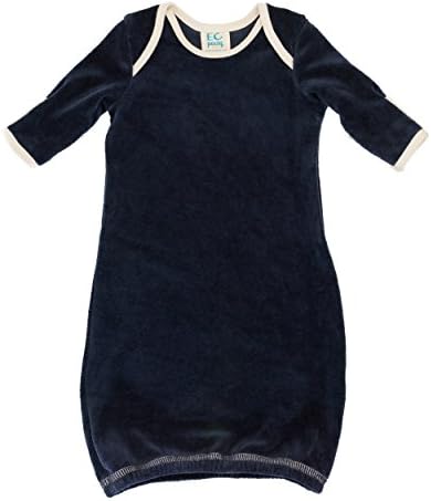 EC Peesy Unisex Baby Organic Sleepy Gown (0-3M, Navy Blue)