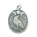 Oval Raven Pendant with Triple Moon and Stars in Sterling Silver, #9022