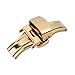 RECHERE 20mm Stainless Steel Push Button Butterfly Deployment Clasp for Leather Watch Band Strap Gold