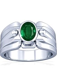 18K White Gold Oval Cut Emerald Solitaire Ring