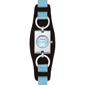 Cacharel - Montre Femme Acier - CW5504XR7 - Quartz Analogique - Cadran Bleu - Bracelet Cuir Bleu modulable avec Bracelet de Force Noir