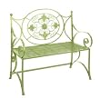 Decorative Scroll Accent Iron Garden Bench W/ Grill Seat - Lime Green