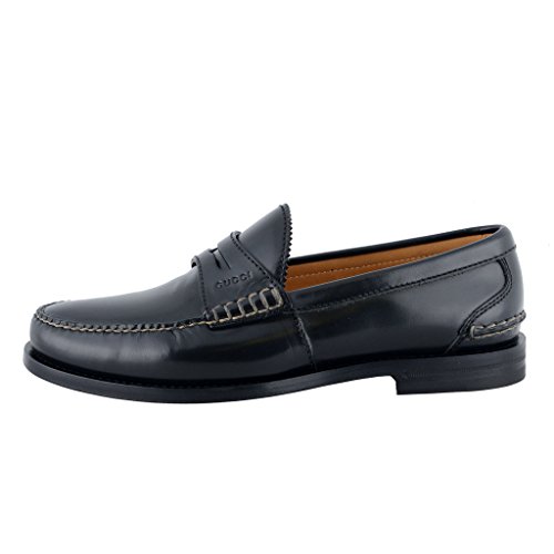 Gucci Men's Black Leather Loafers Slip On Shoes US 10.5 IT 9.5 EU 43.5