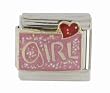SilverBin Enamel Paint Sparkle Heart Girl Stainless Steel Italian Charm Link