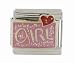SilverBin Enamel Paint Sparkle Heart Girl Stainless Steel Italian Charm Link