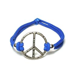 Stretch Fabric Bracelet with Silver Plated Peace Sign