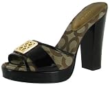 41lO6hFTGDL. SL160  Coach Lysa Womens Shoes High Heels Platforms Khaki Signature Designer Authentic Open Toe