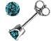 Blue Diamond Solitaire Stud Earrings 1/2 Carat (ctw) in 14K White Gold