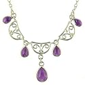 Silver Ladies Amethyst Celtic Style Necklet