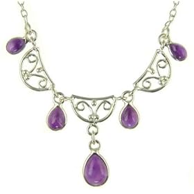 Silver Ladies Amethyst Celtic Style Necklet