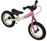 bike*star 30.5cm (12 Inch) Kids Learner Balance Beginner Run Bike - Colour Pink & White