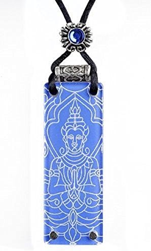 Fortune Keeper Message Pendant Necklace With Swarovski Crystal (Blue Buddha)
