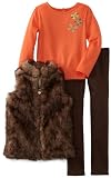 Young Hearts Girls 2-6X 3 Piece Bows Fur Vest Set