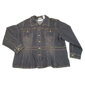 Ladies Liz Claiborne denim jacket top. Full front button down closure with contrast... by var goTwisterProductImageStrings = new Object();goTwisterProductImageStrings['prodImageNotAvailTextNoColor'] = 