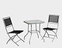 Siena Garden Set Palma, 3-teilig, 2 Klappstühle + 1 Tisch 60x60 cm silber/schwarz