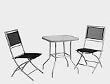 Siena Garden Set Palma, 3-teilig, 2 Klappst&uuml;hle + 1 Tisch 60x60 cm silber/schwarz