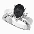 14K White Gold Onyx and Diamond Ring