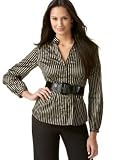 Alfani Petite Belted Striped Blouse