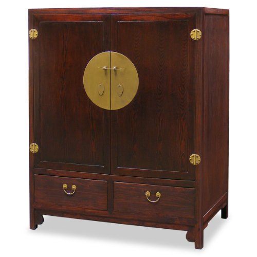 Chinese Ming-Style TV Armoire - Dark Cherry