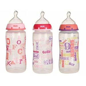 NUK Trendline Baby Talk 3 Pack Bottles Girls Color Silicone