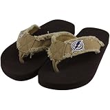 NHL Tampa Bay Lightning Unisex Frayed Flip Flops - Brown (Medium)