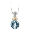 14K Yellow Gold and Sterling Silver Blue and White Topaz Pendant with Chain