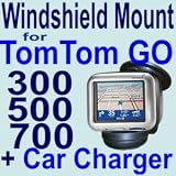 Vehicle Windshield / Suction CUP Mount + Car Charger for Tomtom GO 300 500 700