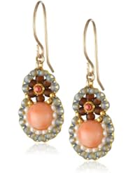 Miguel Ases Pink Coral and Swarovski Drop Earrings