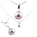 Freshwater Cultured Round Shape 6-6.5mm lavender Pearl Pendant, 16" Sterling Silver 1MM Cable Chain
