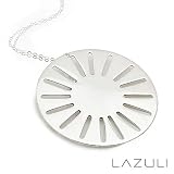 Sterling Silver Shiny Large Pendant Soleil Necklace on Delicate Silver Chain