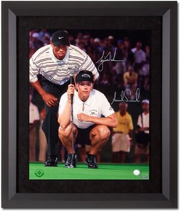 Tiger Woods and Annika Sorenstam - The Battle at Big Horn - Framed 16x20 Dual Autographed Photograph