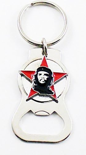 Che Guevara Head On Red Star Metal Bottle Opener Keychain [Silver]
