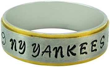 6mm stainless steel comfort fit ring with lovely gold edges called The Calypso stamped with your personal message in size 9