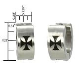 7mm Stainless Steel Iron Cross Huggie Hoop Earrings
