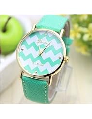 Viliysun-New Platinum Brand Stripes Fashion Leather GENEVA Watch For Ladies Women Dress Quartz Watch (Mint Green-1)