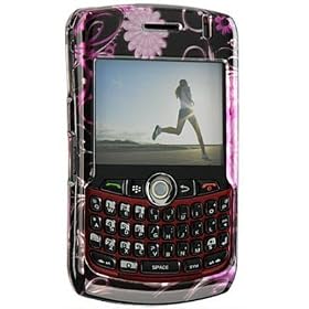 NEW Black Pink Flower Butterfly Snap-On Cover Case Cell Phone Protector for Blackberry Curve 8300 8330