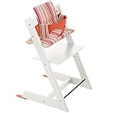 ストッケ トリップトラップ チェアセット チェア:ホワイト ベビーセット:ラバオレンジ クッション:キャンディーストライプ 【3個口】