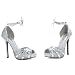 Women's 5 Inch Heel Sandal With 1 Inch Platform (Silver Glitter;10)
