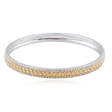 18k Gold Plated Sterling Silver and Diamond-Accent Bangle Bracelet