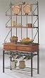 Dirty Oak Finish Metal & Wood Baker's Kitchen Rack w/Drawers