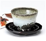 服部要萩 窯変 いっぷく碗（木皿付） 【和皿・洋皿 萩焼】