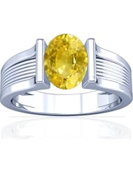 14K White Gold Oval Cut Yellow Sapphire Solitaire Ring