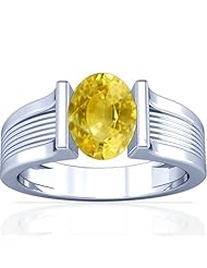 Platinum Oval Cut Yellow Sapphire Womens Astrological Ring